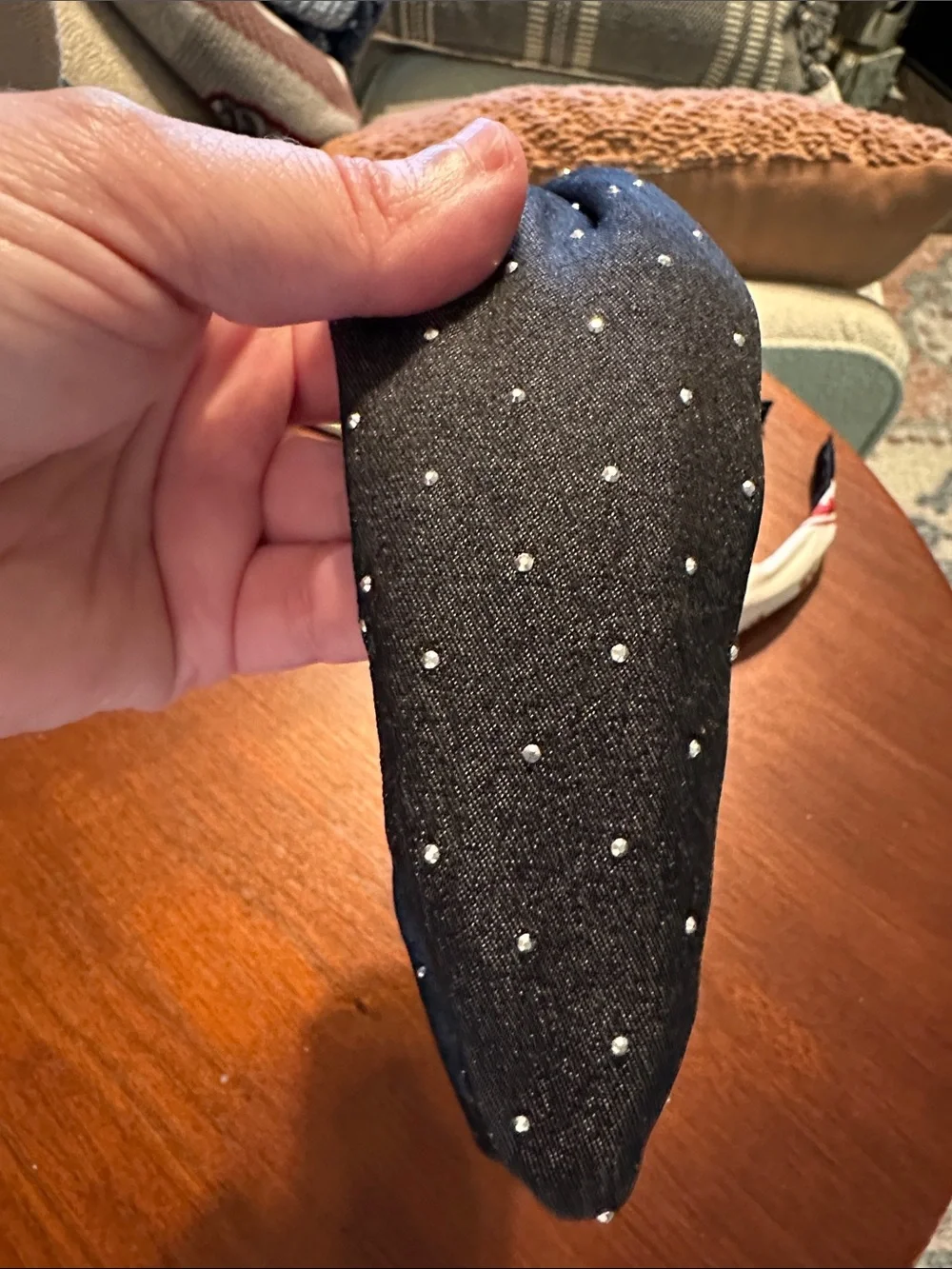 Knotted Black Rhinestone and Cream Red Pattern Headbands